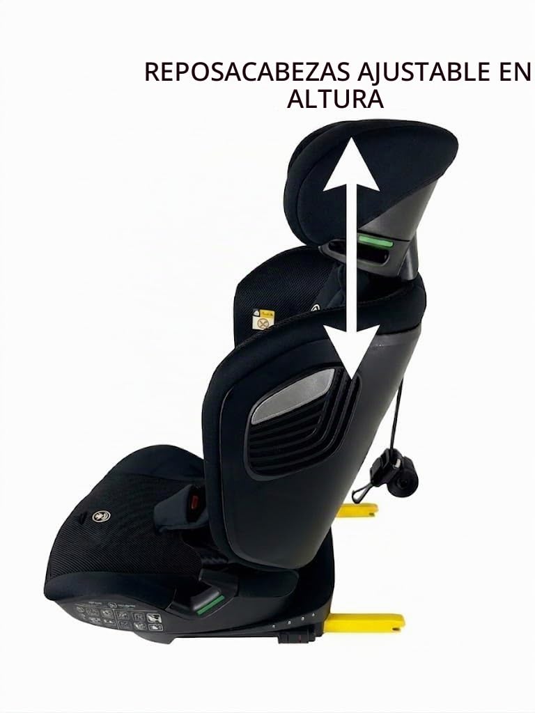 nania Asiento de coche ISOFIX R129 grupo 1/2/3 (9-36 kg/76-140 cm), con protección lateral – Reposacabezas ajustable en altura – Base reclinable