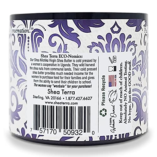Shea Terra Organics 100% Organic Cold-Pressed Virgin Shea Butter – S. African Lavender | Natural Anti-Aging Daily Skin, Nails & Hair Cream To Soften & Rejuvenate Skin & Reduce Stretch Mark – 6 Oz #TOP2