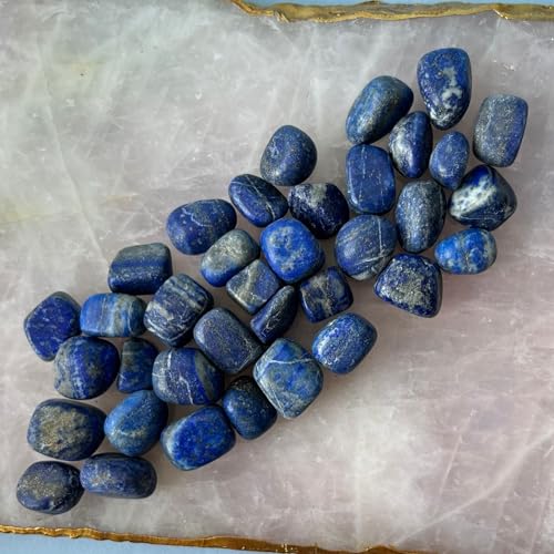 Image of Tumbled Stones, Natural Crystal Healing Stones, Home Office Decor, Aquarium Decorative Pebbles, Vase Fillers (Lapis Lazuli, 100)