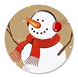 Snowman on Kraft Envelope Seals - Set of 72