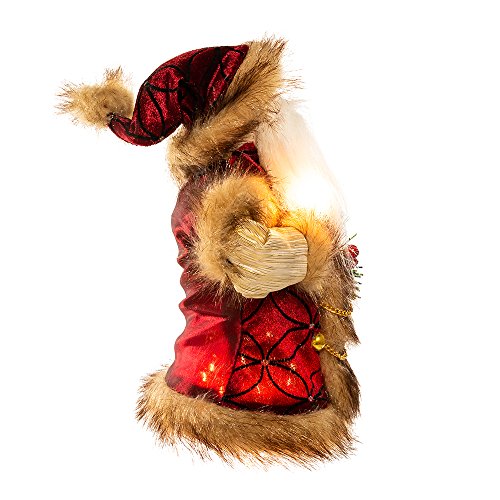 Kurt Adler 10-Light Burgundy And Brown Santa Treetop, 10-Inch #TOP3