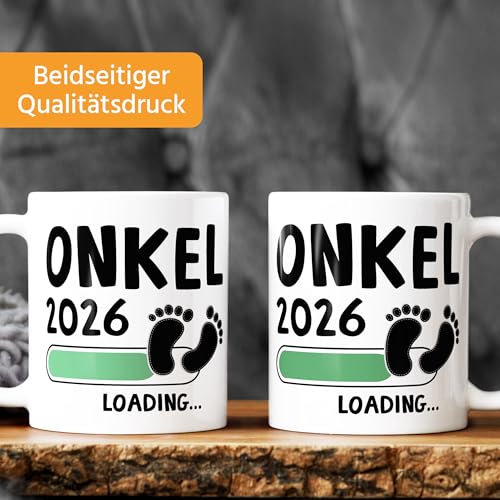MoonWorks® Tasse Schwangerschaft verkünden - Onkel 2026 Loading - Geschenk für werdenden Onkel - Keramik Weiss unisize – Ansicht 3