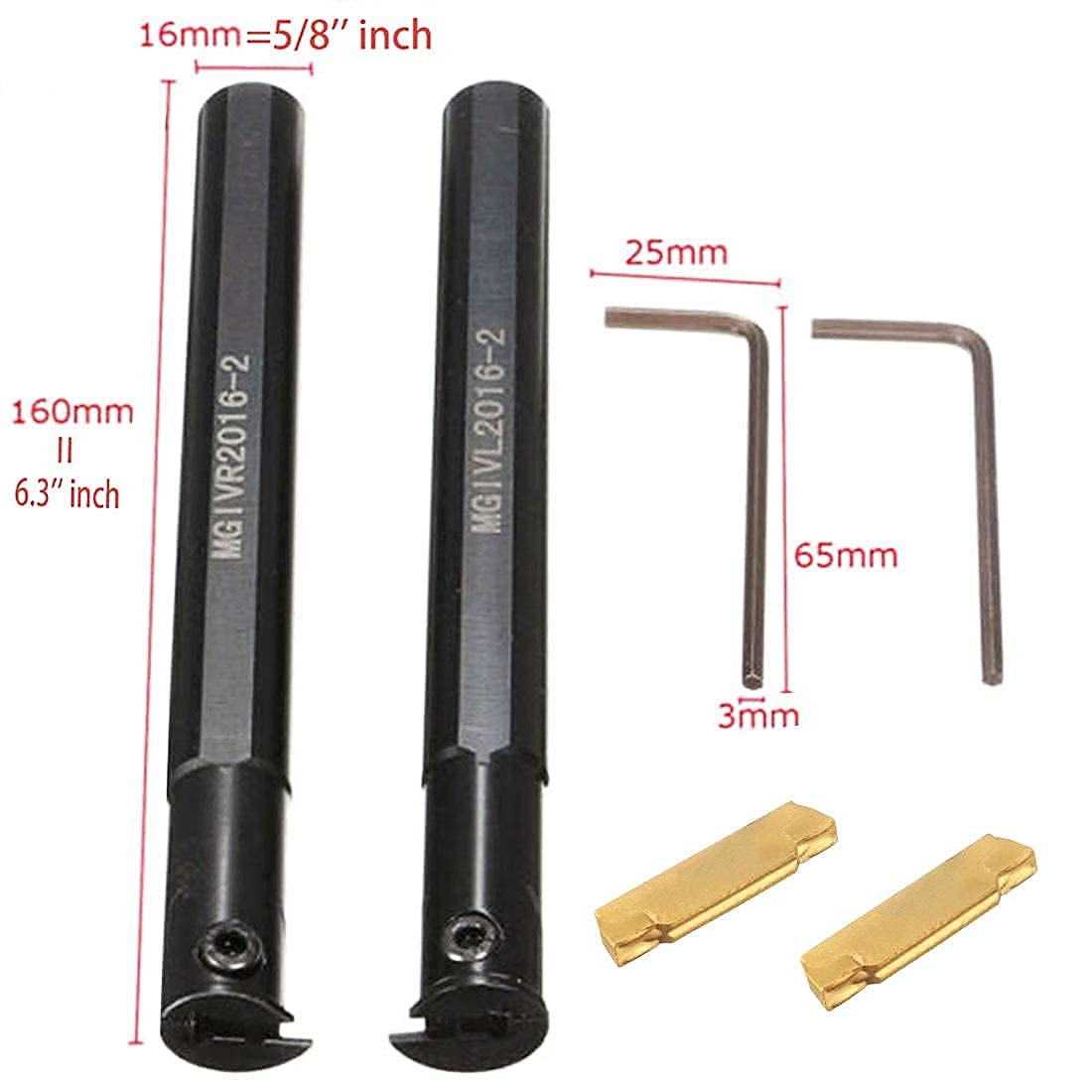 3/4" Lathe Turning Tool Holder S20R-MWLNR08 MGIVR2016-2 MGIVL2016-2 MTJNR1616H16 MWLNR1616H08 MCLNR1616H12 with 10PCS WNMG432 2PCS MGMN200-G NC3020 Indexable Carbide Turning Inserts