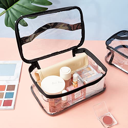 Weewooday 3 Pieces Transparent Toiletry Bags With Zipper Waterproof Makeup Bag Travel Bag Clear Cosmetic Makeup Bags For Men Women And Kids Business Bathroom (Black) #TOP5