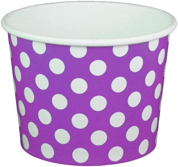12 oz Yogurt Paper Cups- 1000 Count (Polka Dot- Yellow)