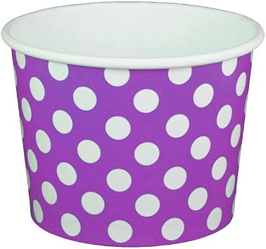 12 oz Yogurt Paper Cups- 1000 Count Polka Dot- Purple
