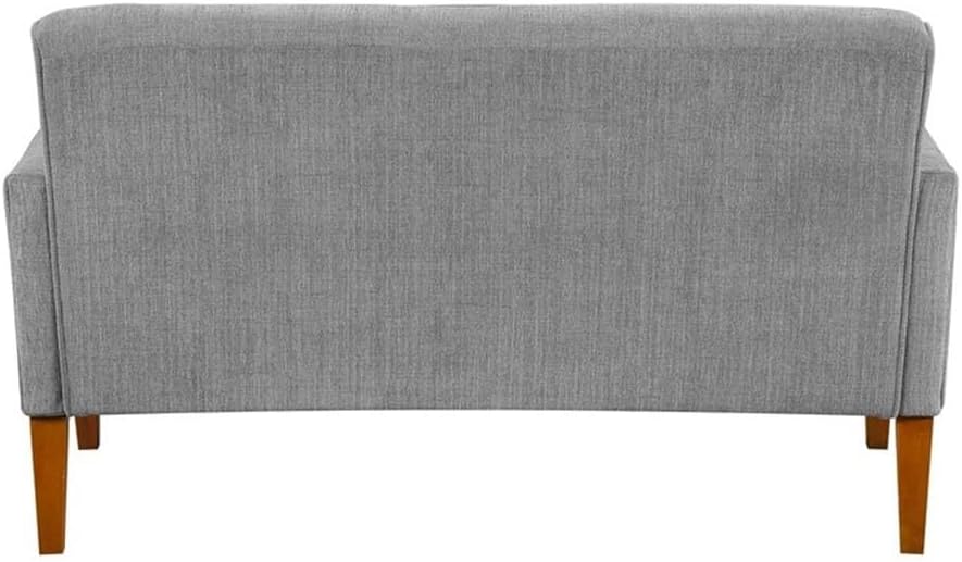 Pemberly Row Chenille Loveseat, Gray Upholstery with Reversible Cushions, Walnut Finish Solid Wood Legs, Foam Over Pocket Coils, 300 lb/Seat Capacity, 48.5 in Wide Seating for Living Room or Apartment