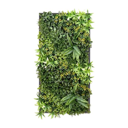 FRANKYSTAR Jungle Tableau végétal avec feuilles et fleurs Cadre noir en PVC 100 x 50 cm