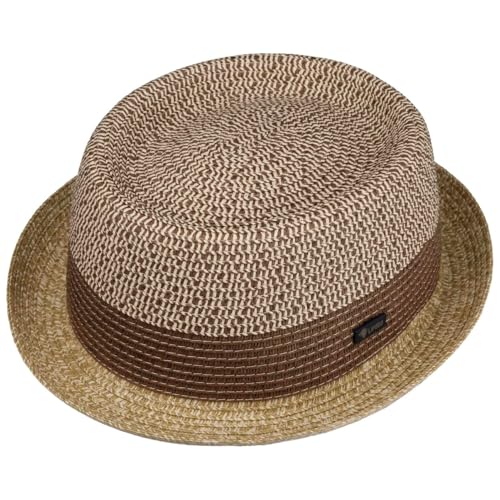 Lipodo Ennario Pork Pie Strohhut Klassischer Schnitt Made in Italy Herren Frühjahr Sommer beige XL (60-61 cm)