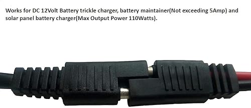 Miniatura 2 de Sunway Solar Cable de extensión de cargador de batería de 16 pies, conectores SAE con terminal de anillo y adaptador de cable de tira desnuda,