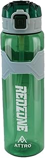 ATTRO Plastic Squad Sports 1000ml Water Bottle with Flip Top Lid, Hand Strap & Straw BPA Free Leak Proof Ideal for Gym Workout, Outdoor, School & Office - Green
