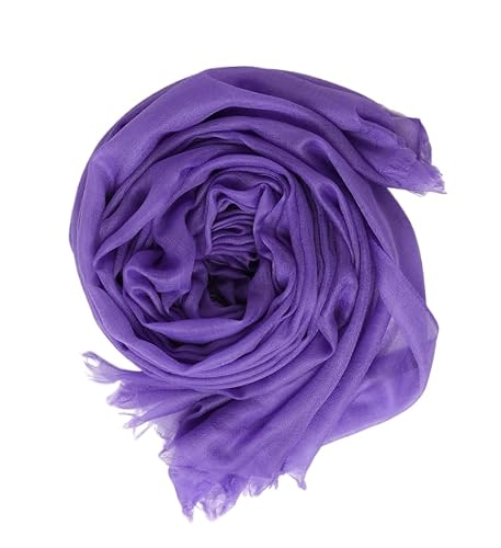 Prettystern Puro Ring Cashmere Pashmina Scarf Lightweight Thin Cashmere Wool Shawl with Fringes for Women, 30 purple, 200 cm X 100 cm