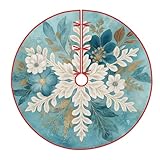 Blumen-Baumrock, Winter, elegante Blätter, goldene Akzente, Winter-Türkis, Feiertagsdekorationen für Zuhause, Eingang, Innen- und Außenbereich, Festival, Party-Dekoration, 91,4 cm