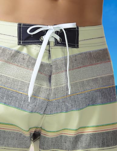 Men's Swim Shorts Hawaiian Holiday Colorful Striped Beach Trunk with Pockets4