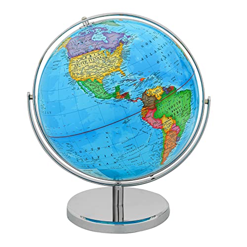 13" World Globe With Stand, 720° Swivels In All Directions, Stainless Steel Stand, Geographic/Decorative Desktop Decoration World Globe Map With Clear Text For Home, School, Office #TOP7