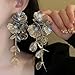 Flower Earrings for Women Acrylic Tassel Flower Earrings Colorful Leaf Flower Earrings Large Rainbow Floral Dangle Drop Long Earrings for Women(Silver)