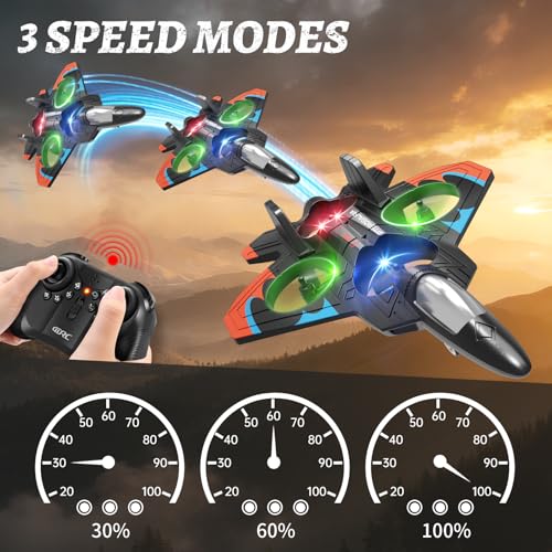 Image of Foam Remote Control Airplanes with 3 Batteries, RC Planes for Kids Adults 8-16, RC Airplane Fighter Jet with Light, 360 Flip Fighter Jet Toys, Stunt Roll, Airplane Toy Gifts for Kids Boys