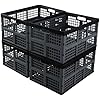 42 L Large Plastic Folding Storage Crates, Stackable Collapsible Plastic Crate, 4 Packs