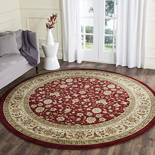 Safavieh Lyndhurst Collection LNH312A Traditional Oriental Red and Ivory Round Area Rug (5'3