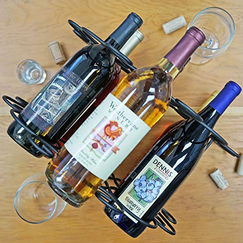 Wine Rack 7-Bottle Minuet Free Standing with Scroll Design for Kitchen Organization of Wine and Spirit Bottles