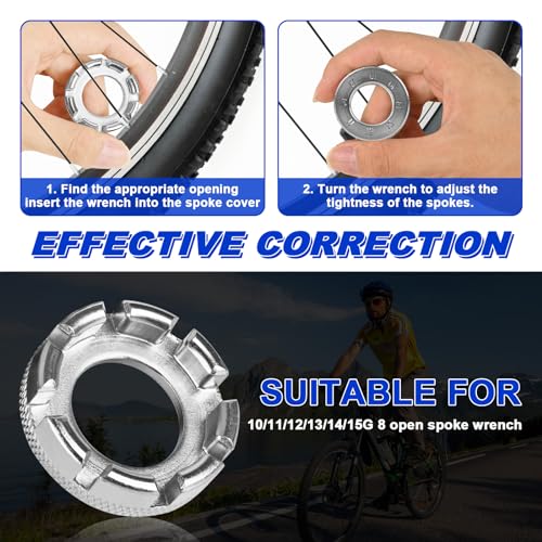 ptiysta Bicycle Spoke Wrench Tool, Hardened Steel 6-in-1 Spoke Rim Tool for Adjusting and Repairing Bicycle Wheel Tension