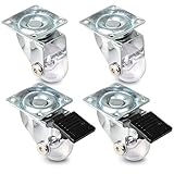Gesamthöhe: 51mm PRIOstahl ® Möbelrollen Transparent  Set  2 Lenk, 2 Lenkrolle + Bremse  Transportrollen Ø 35mm