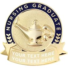 PinMart Nursing Pins Lamp of Knowledge Navy Blue Enamel Lapel Pin, RN BSN CNA LPN Nurse Pinning Ceremony Graduation Gift, Gold Plated Jewelry Quality Nurse Accessory
