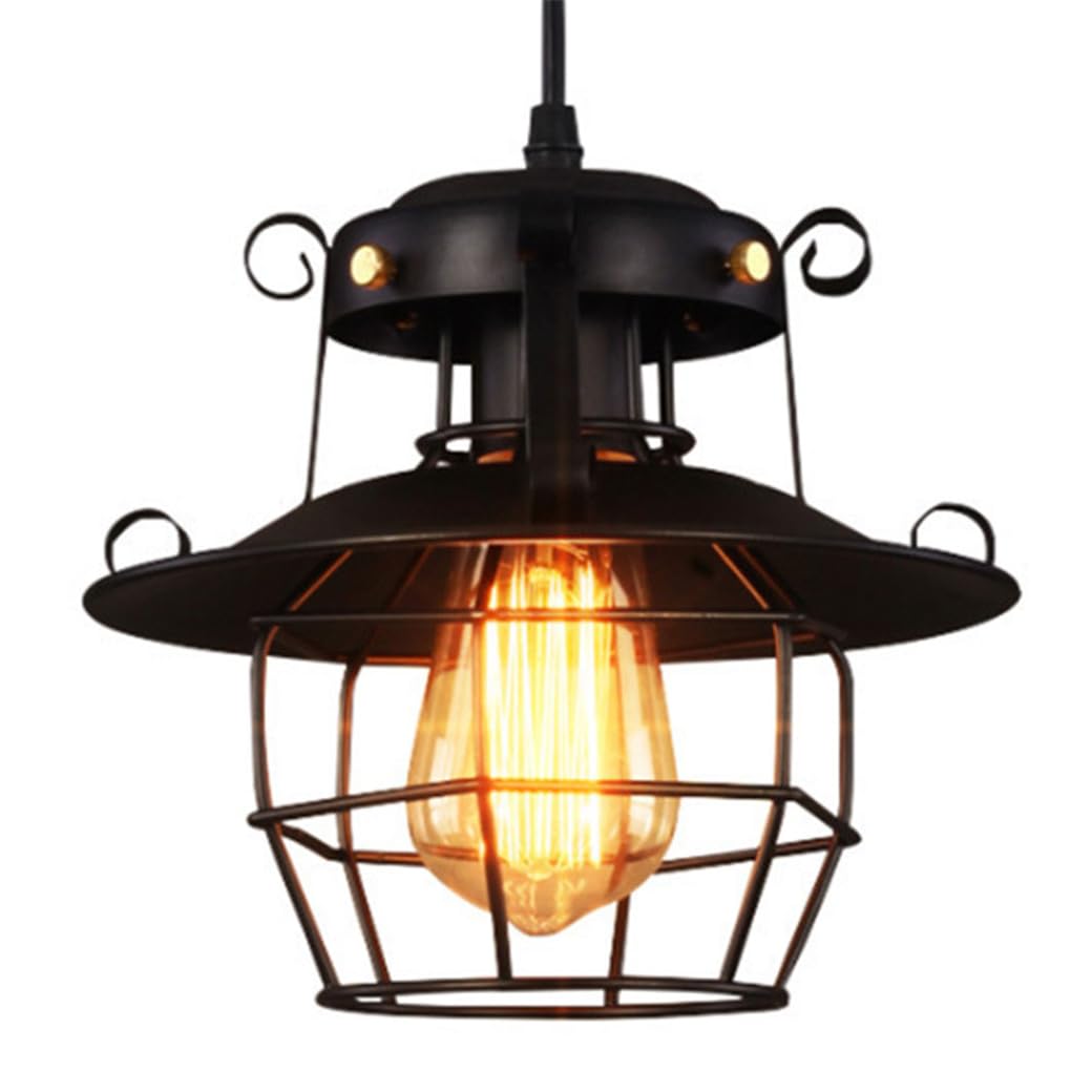 Lustre suspension rétro style américain et lampe suspendue industrielle noire E27