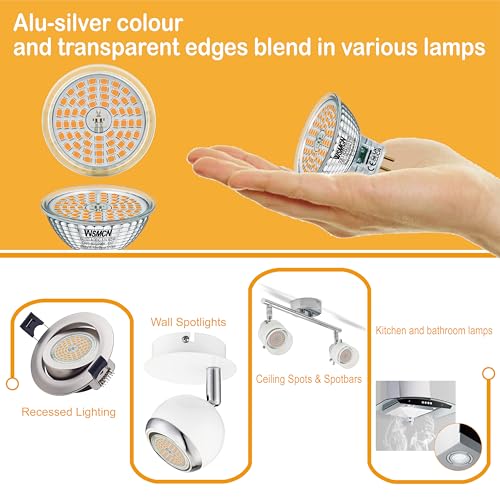 MR16 GU5.3 LED Bulbs 6.5W Replace 60W Halogen Equivalent 2700K Warm White 510Lm, 12V Low Voltage Non-Dimmable 120° Flicker-Free Spotlight for Landscape Track Lighting, Pack of 6 by WSMCN - Image 7