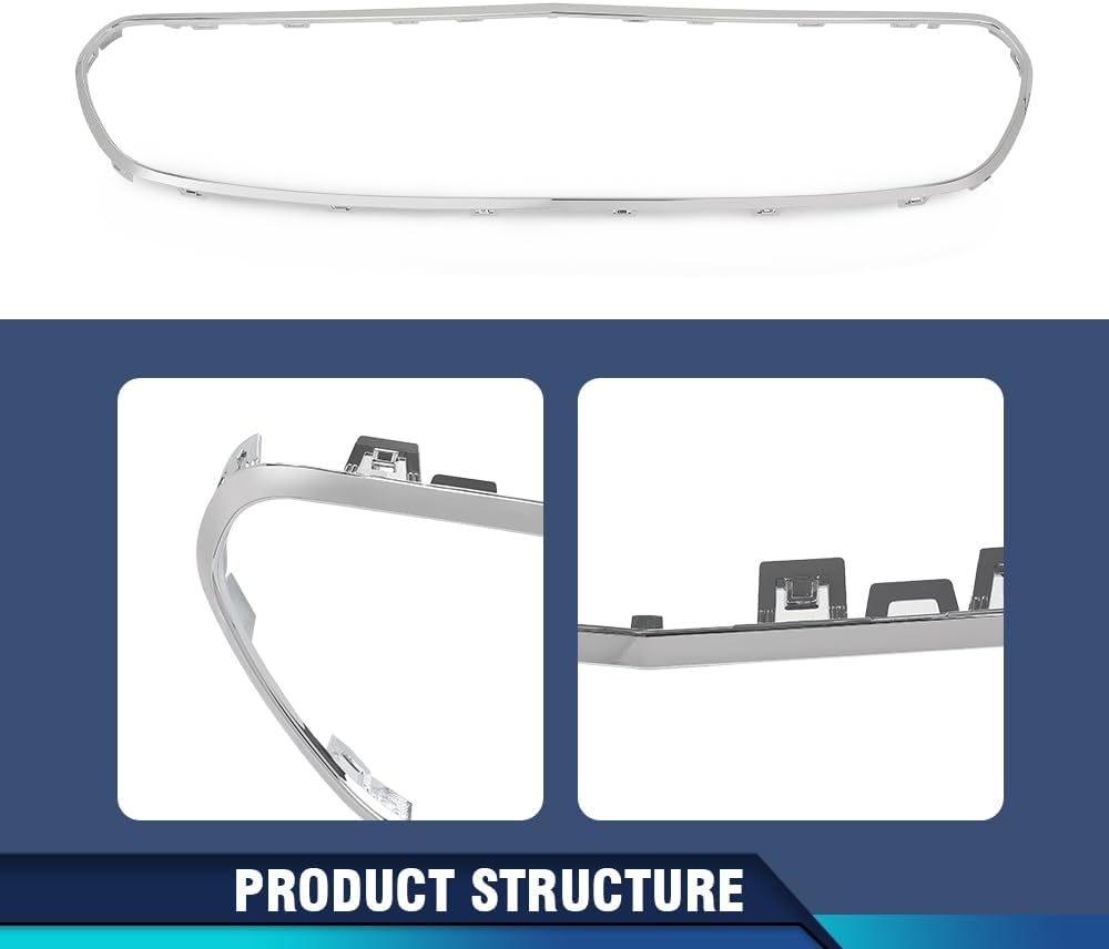 PIT66 Chrome Main Grille Trim Center Compatible with Benz E300 E350 E400 E450 E53 2017-2020 2138850200, MB1202106 Silver