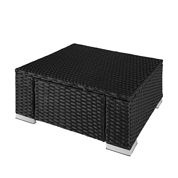 TecTake 800768 Poly Rattan Garden Stool, Seat Stool with Cushion, Lounge Foot Stool, Oudoor Garden Furniture, weather-resistant - Image 3
