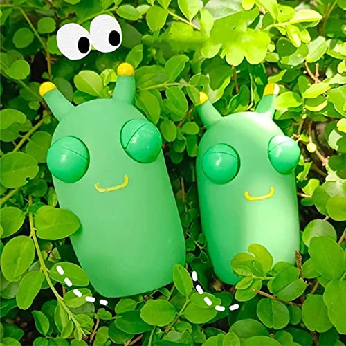 4Pcs Funny Grass Worm Pinch Toy, Green Eye Bouncing Worm Squeeze Toy, Vomit Egg Yolk #TOP2