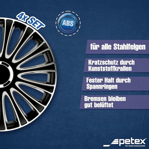 Petex RB543514 Radzierblende LeMans Pro Größe 14 Zoll 2-fach lackiert Material: ABS in Box, schwarz - 4-er Set