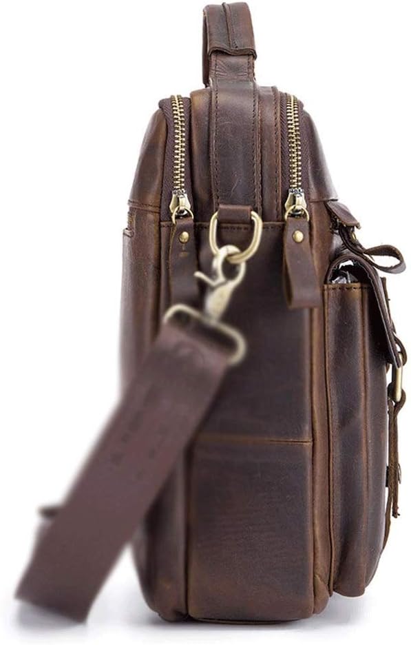 SIDUFHAOPKLL Leather Briefcase Handmade Messenger Bag image 3