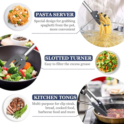 Image of TeamFar Kitchen Utensils Set of 8, Silicone Utensils Kitchen Tools