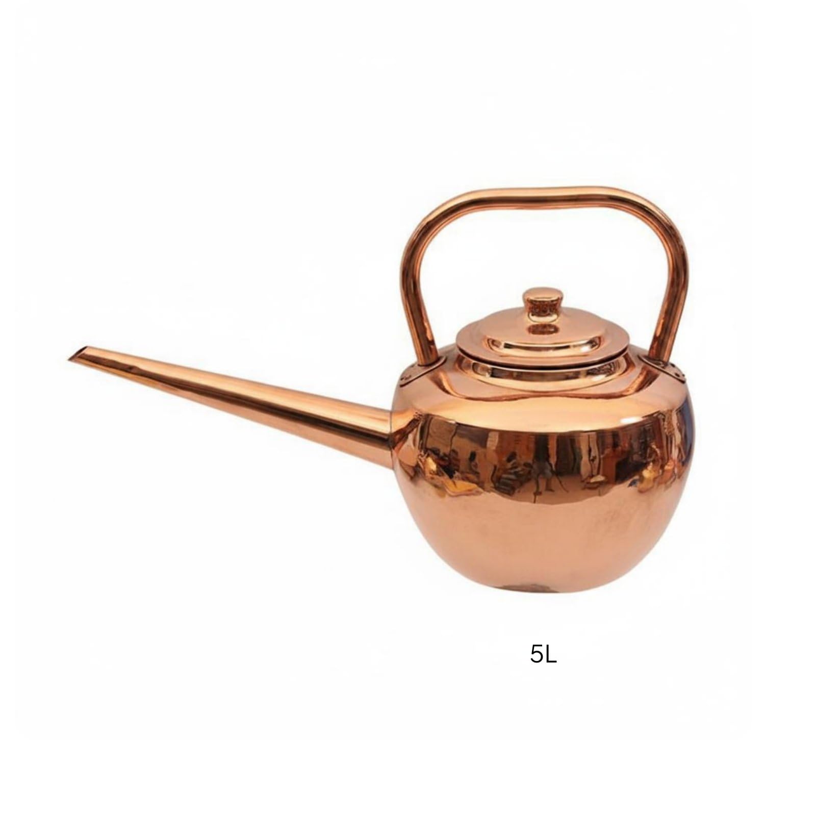Kupfer Suppenkelle Kupferkessel Warmtopf Ausgießkanne Schöpfkelle Kupferkörper mit Langem Ausguss Gleichmäßiger Fluss für Und Wasser für Gastronomie Buffet Esstisch Hotpot, Kupfer, 5 Liter