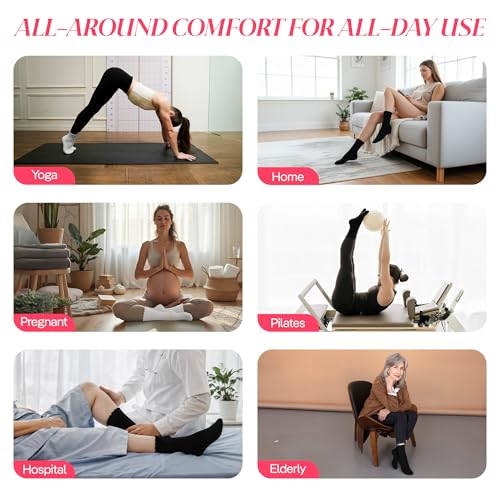 Image of CoolMate Pilates Socks with Grips for Women, Non Slip Yoga Socks