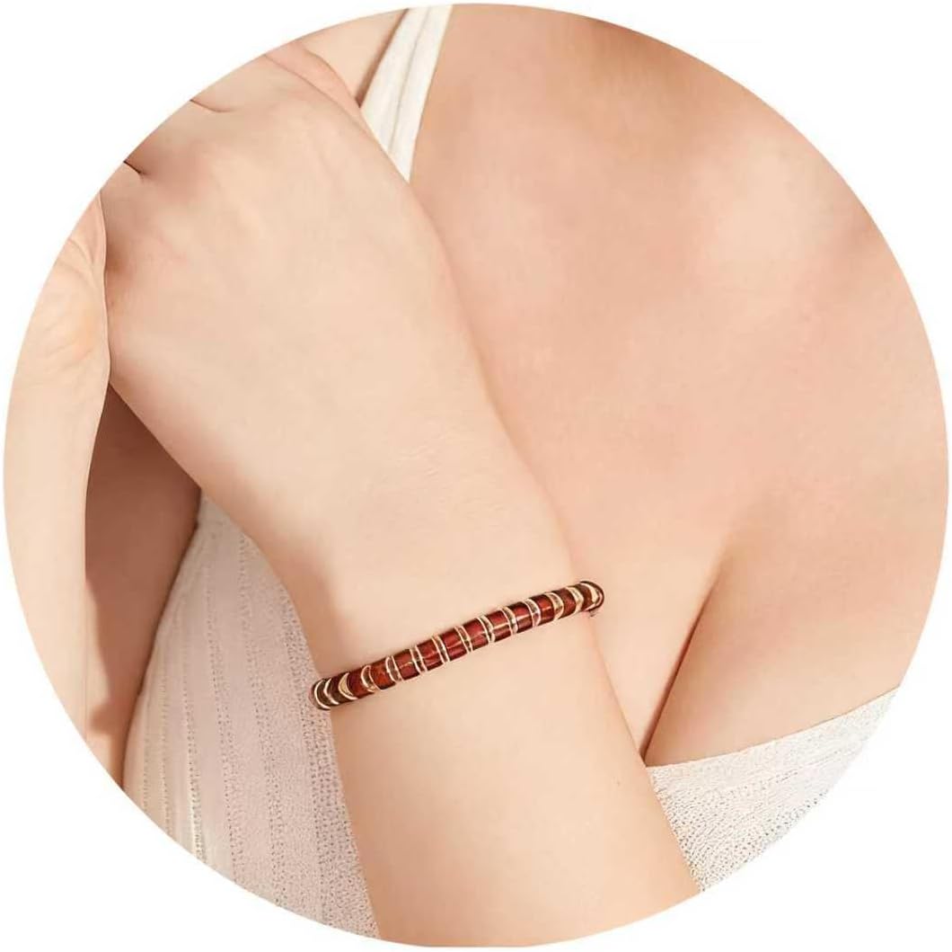 Amber Bracelet for Women Men Natural Blood Red Gold Ambers with 18k Gold Plated Jewelry Handmade Stretch Band Bracelets Fashion Design - Image 3