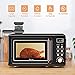 COSTWAY Retro Countertop Microwave Oven, 0.7Cu.ft, 700-Watt, High Energy Efficiency, 5 Micro Power, Delayed Start Function, with Glass Turntable & Viewing Window, LED Display, Child Lock (Gold)
