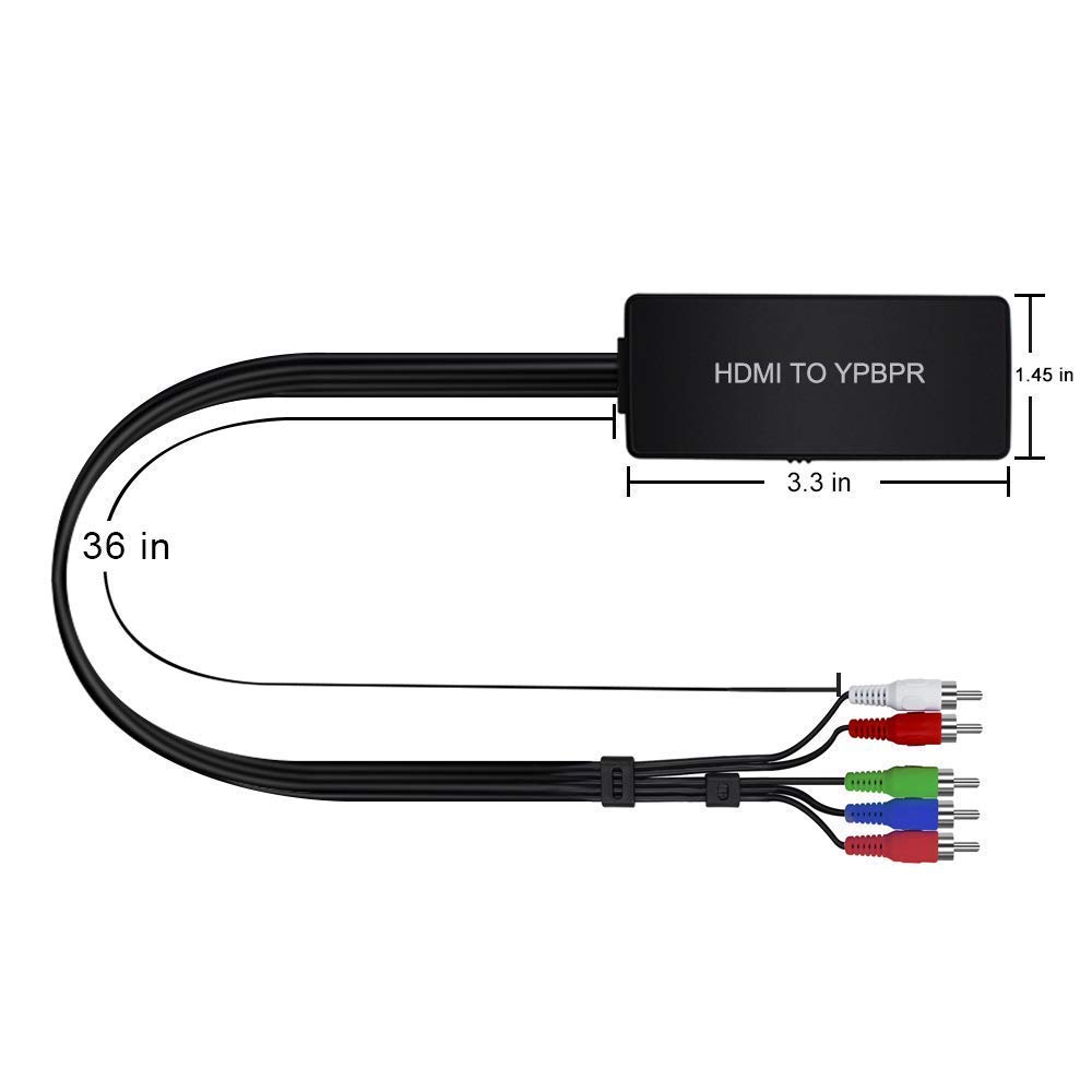 Convertidor HDMI a componente, YPbPr + R/L, convertidor adaptador de audio 1080P 5RGB para reproductores Blu-ray DVD, STB, PC, Xbox, Roku, DVD