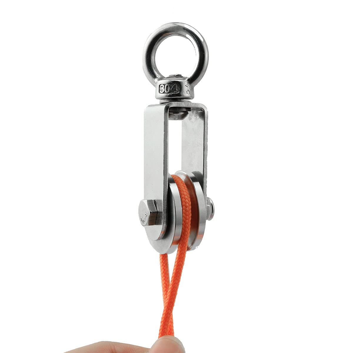 heyous 2pcs U Type Swivel Pulley 304 Stainless Steel Duplex Bearing Detachable 360 Degree Rotation Heavy Duty Traction Wheel