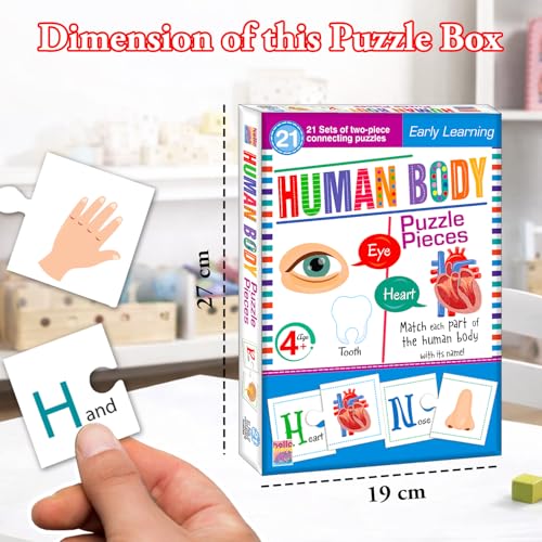 Image of Human Body Jigsaw Puzzle Connecting 2-Piece (Set of 21 pcs) for Kids, Childrens and Toddlers - Early Learning Educational Brain Booster with Fun and Engaging - Ages 4+