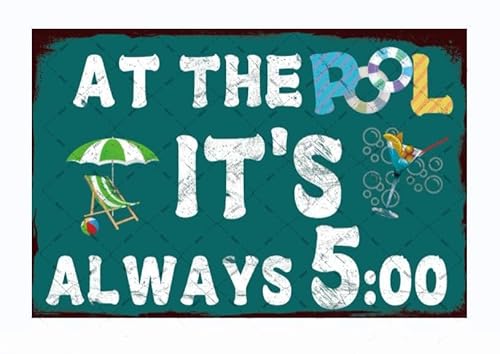 EMOHAT Pool Rules Metal Tin Sign 12x8" Wall Decor