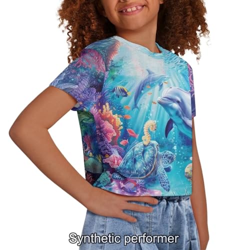 Image of 4th of July Shirt for Girls 7-8 Years US Flag Crop Tops Kids Outfit Independent Day Graphic Tee-