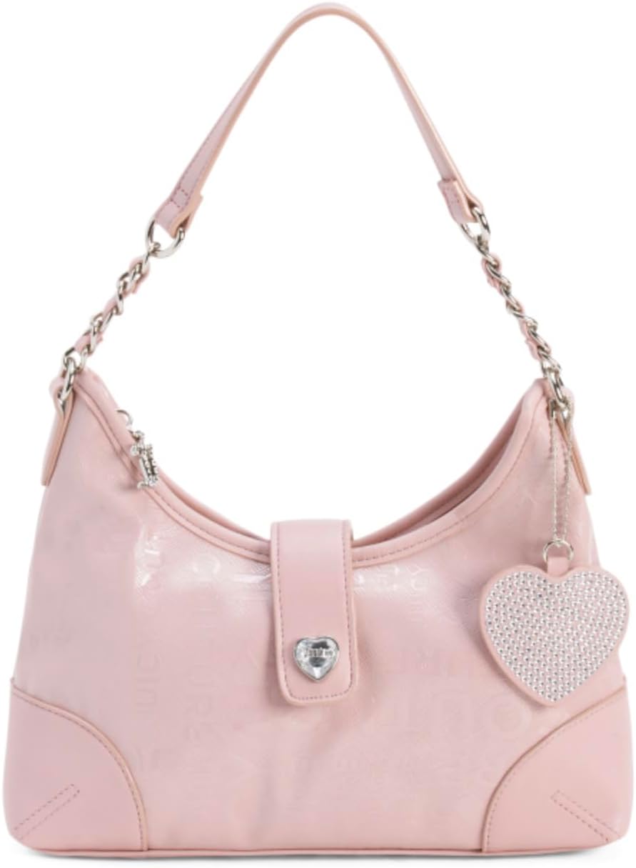 Juicy Couture Starry Night Hobo Shoulder Bag with Heart Charm, Logo Pattern & Top Carry Handle