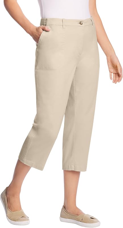 Woman Within Adjustable Waist Chino Capri