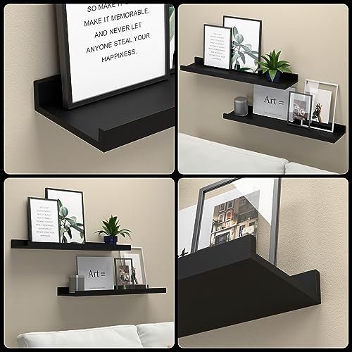 image for RICHER HOUSE 3 Set Floating Shelves for Wall, Black Wall Mounted Shelv