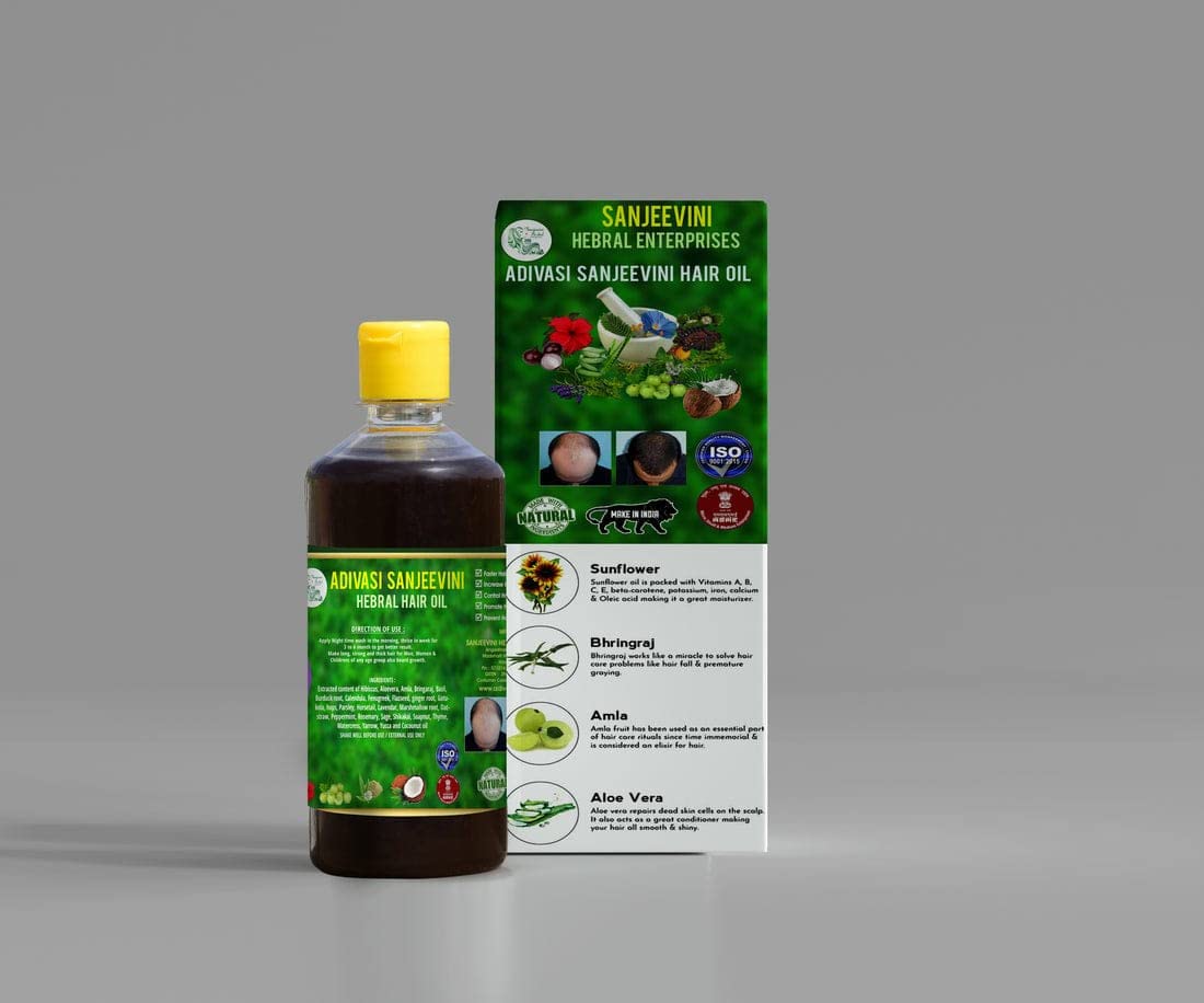 Sanjeevini Pure Adivasi Herbal Hair Oil for Prevent Dandruff, Improves Overall Health of Hair, Strong & Silky Hair, Stops Hair Fall (250 ml)