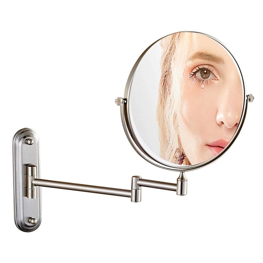Miroir de Maquillage Mural 8 Pouces avec Grossissement 5x et Double Face Pivotante