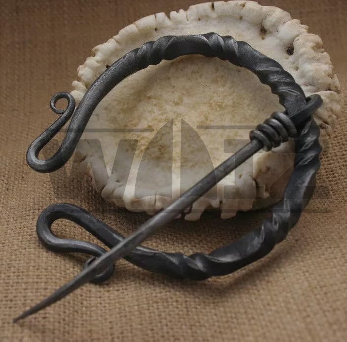 Waiz Hand Forged Medieval Penannular Brooch Twist Cloak Pin costume.